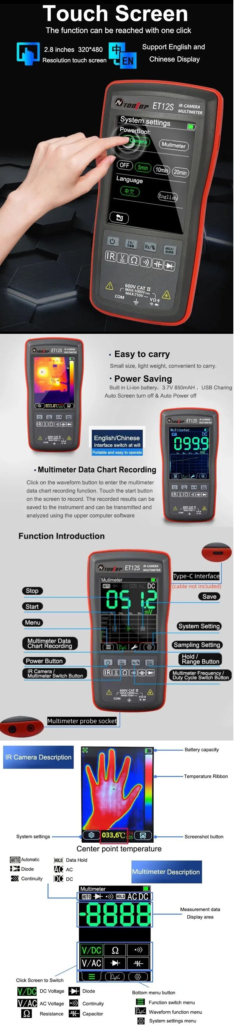 Multimetro Camara termografica 2 EN 1